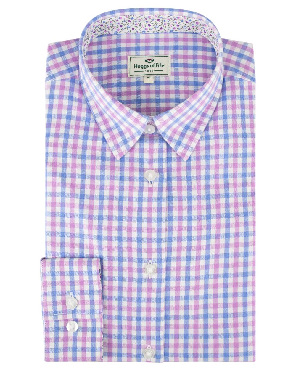 Pink Blue Coloured Hoggs of Fife Becky II Shirt on white background