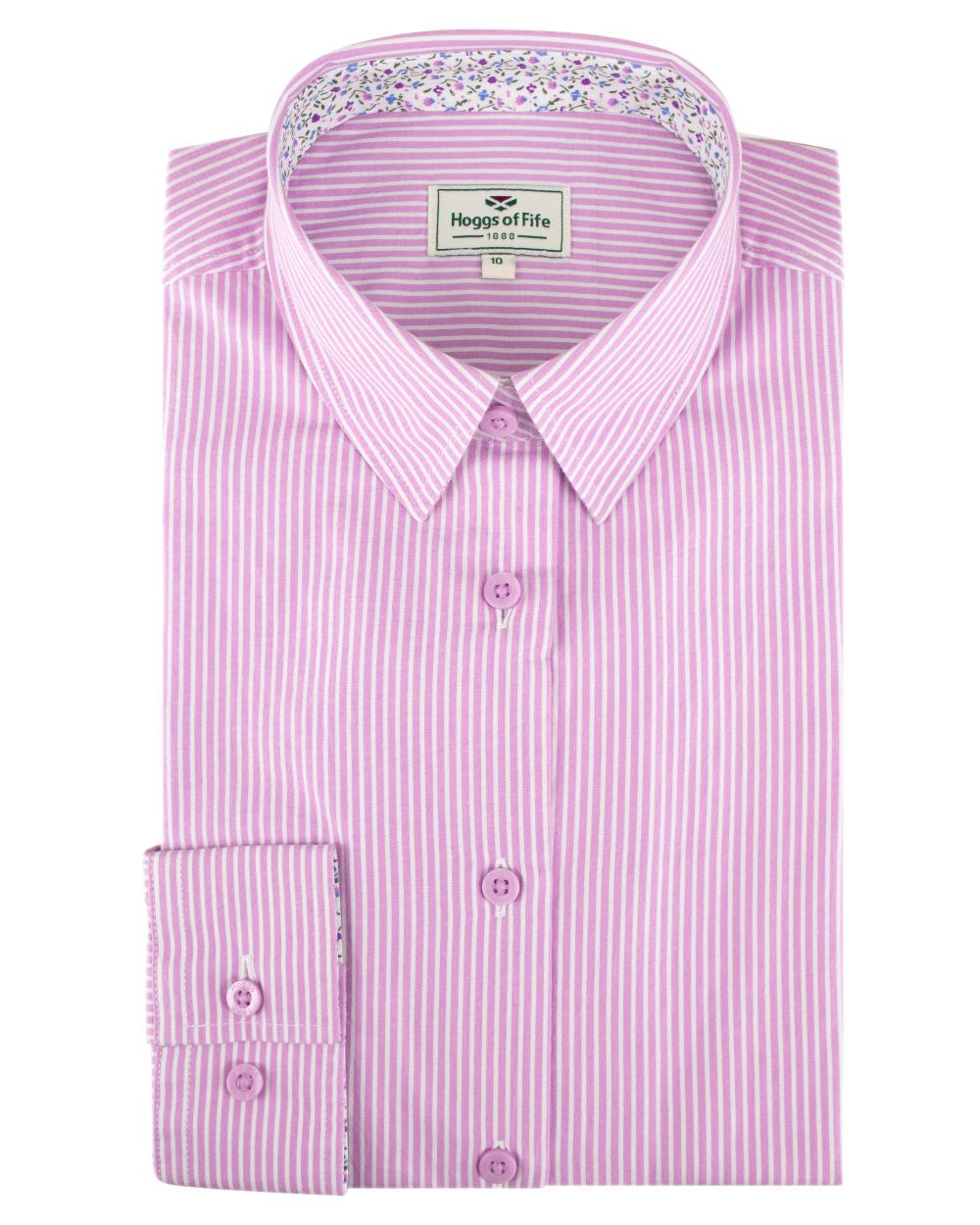 Lavender Stripe Coloured Hoggs of Fife Bonnie II Ladies Cotton Shirt on white background