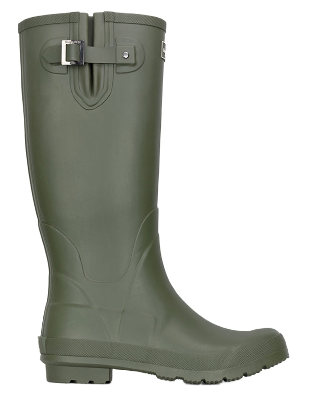 Rifle Green coloured Hoggs of Fife Braemar Pro Wellingtons on white background