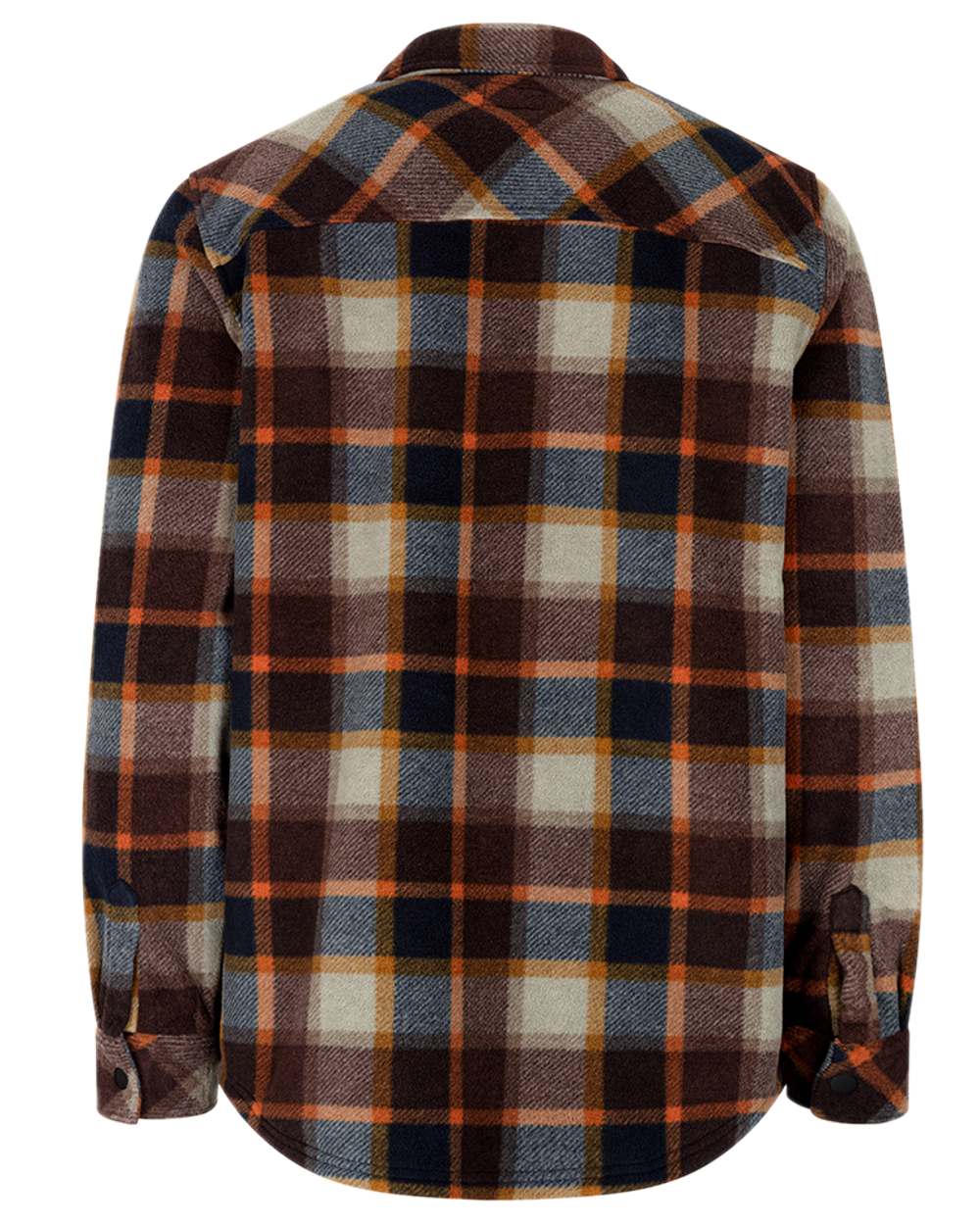 Brown Navy Coloured Hoggs of Fife Brucefield Fleece Shacket on white background