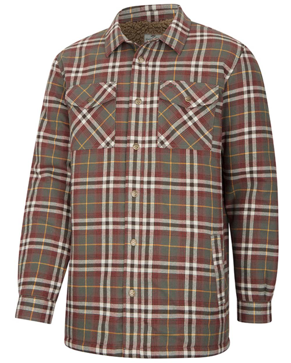 Rust Check Coloured Hoggs of Fife Brunton Fleece Shacket on white background