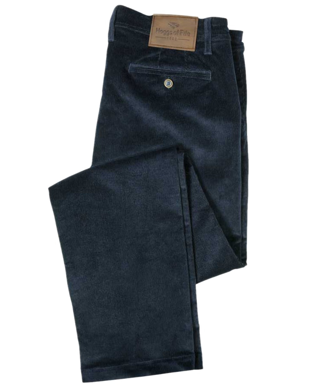Marine Coloured Hoggs of Fife Cairnie Comfort Stretch Cord Trousers on white background