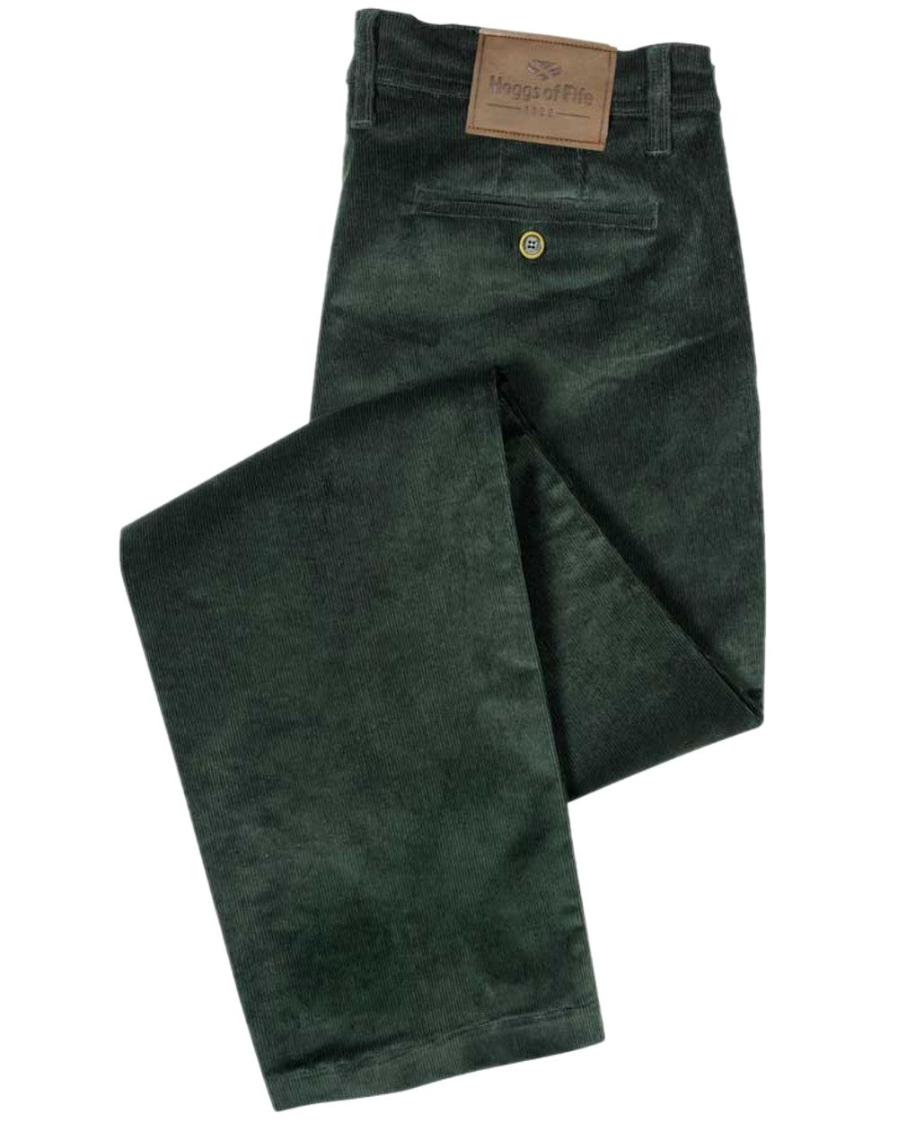 Racing Green Coloured Hoggs of Fife Cairnie Comfort Stretch Cord Trousers on white background