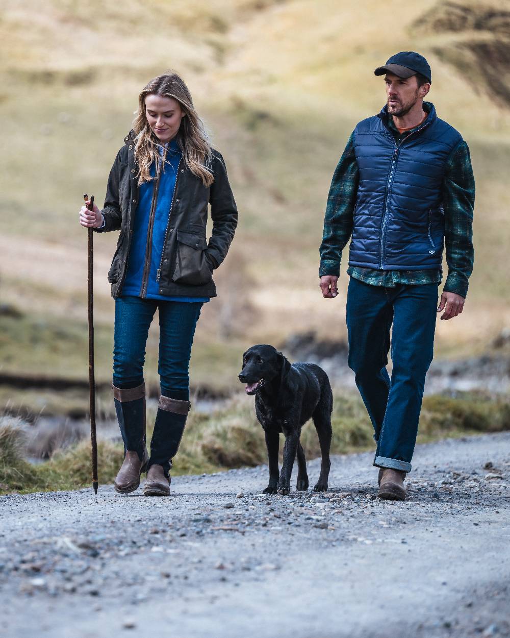 Antique Olive Coloured Hoggs of Fife Caledonia Ladies Antique Wax Jacket on mountain background