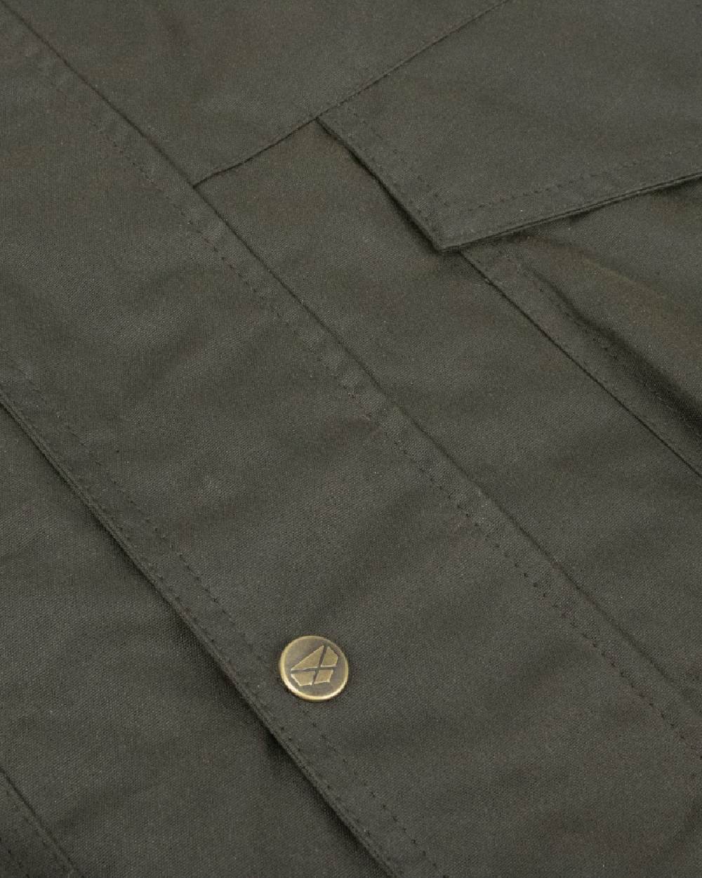 Olive Coloured Hoggs of Fife Caledonia Waxed Jacket on white background