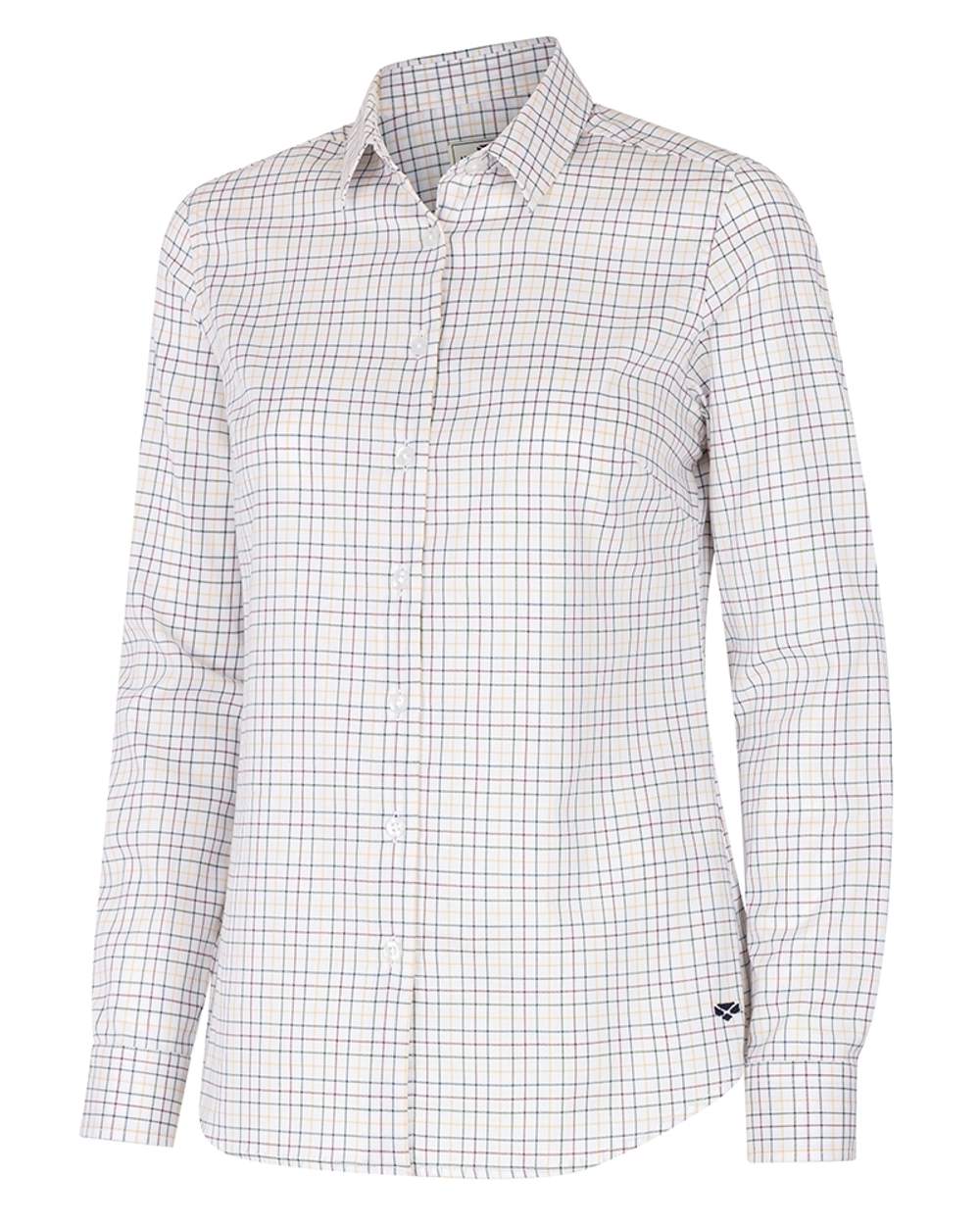 White Green Yellow Red Coloured Hoggs of Fife Callie Twill Ladies Check Shirt on white background