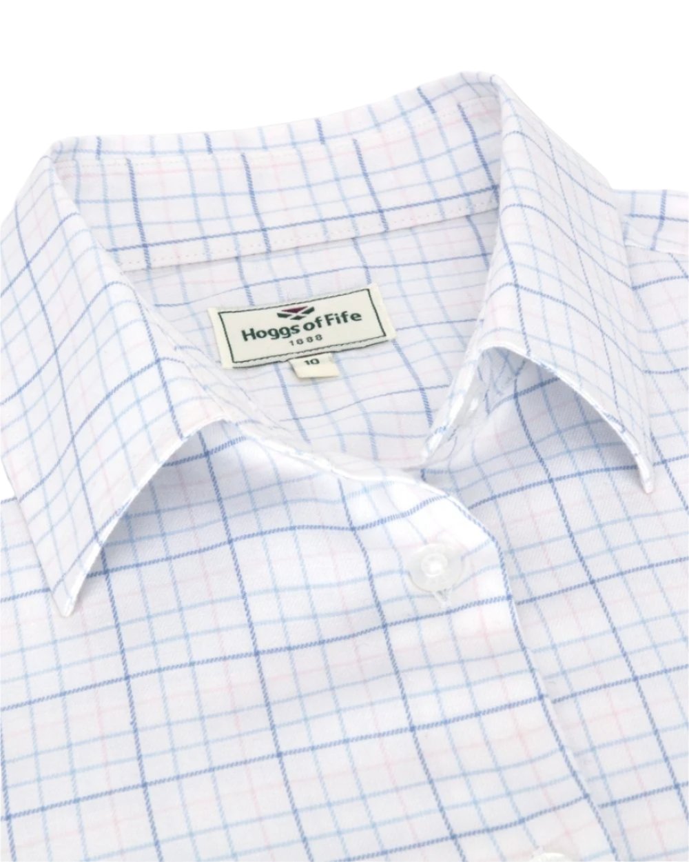 White Pink Blue Coloured Hoggs of Fife Callie Twill Ladies Check Shirt on white background