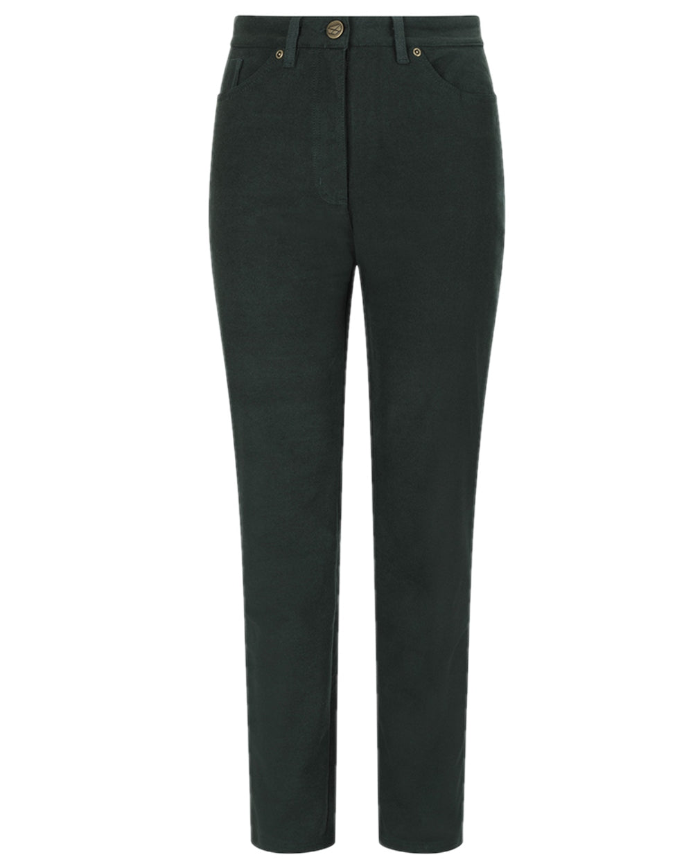 Forest Green Coloured Hoggs of Fife Catrine Ladies Technical Stretch Moleskin Jeans on white background