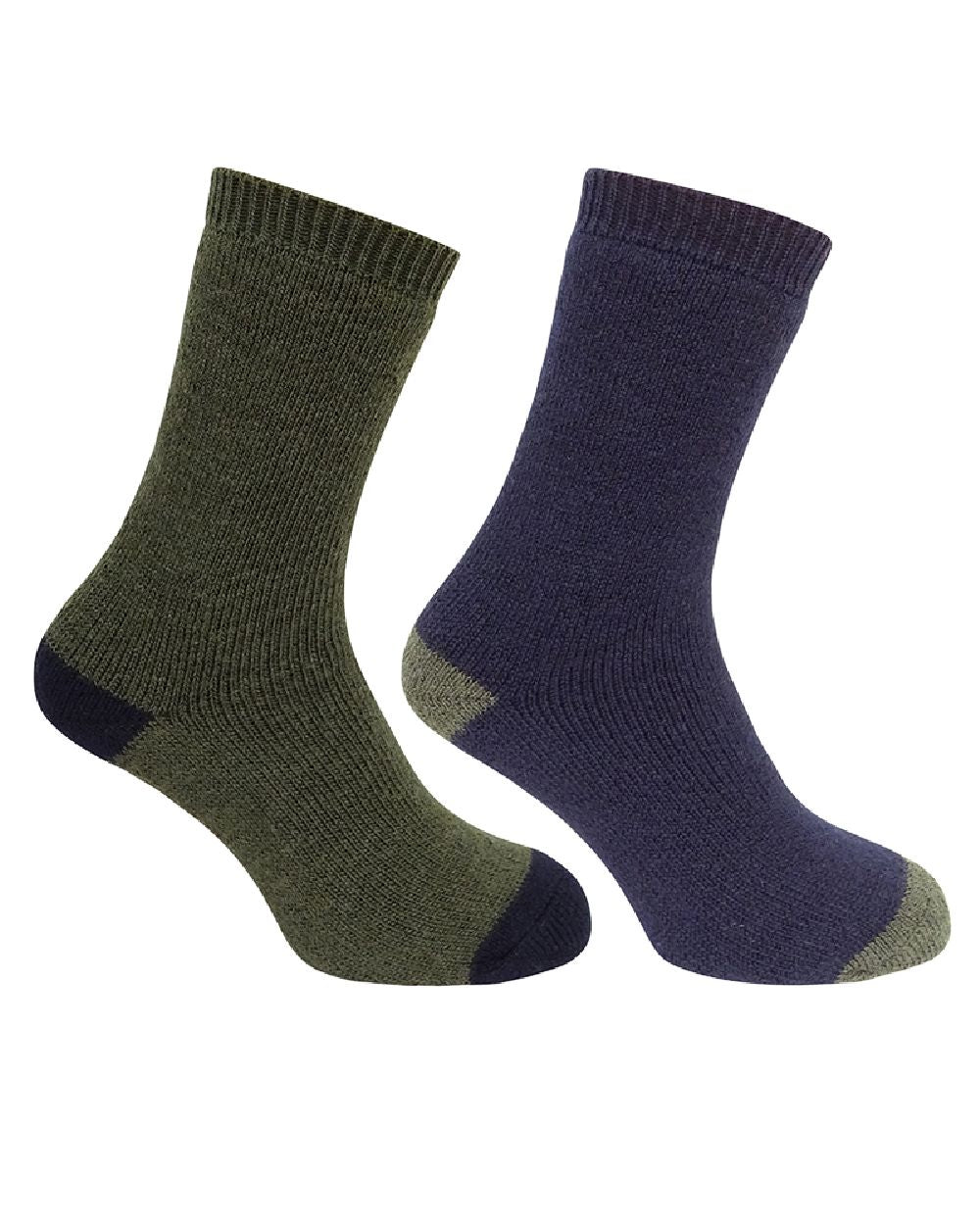 Dark Green Dark Navy Coloured Hoggs of Fife Country Short Socks Twin Pack on white background