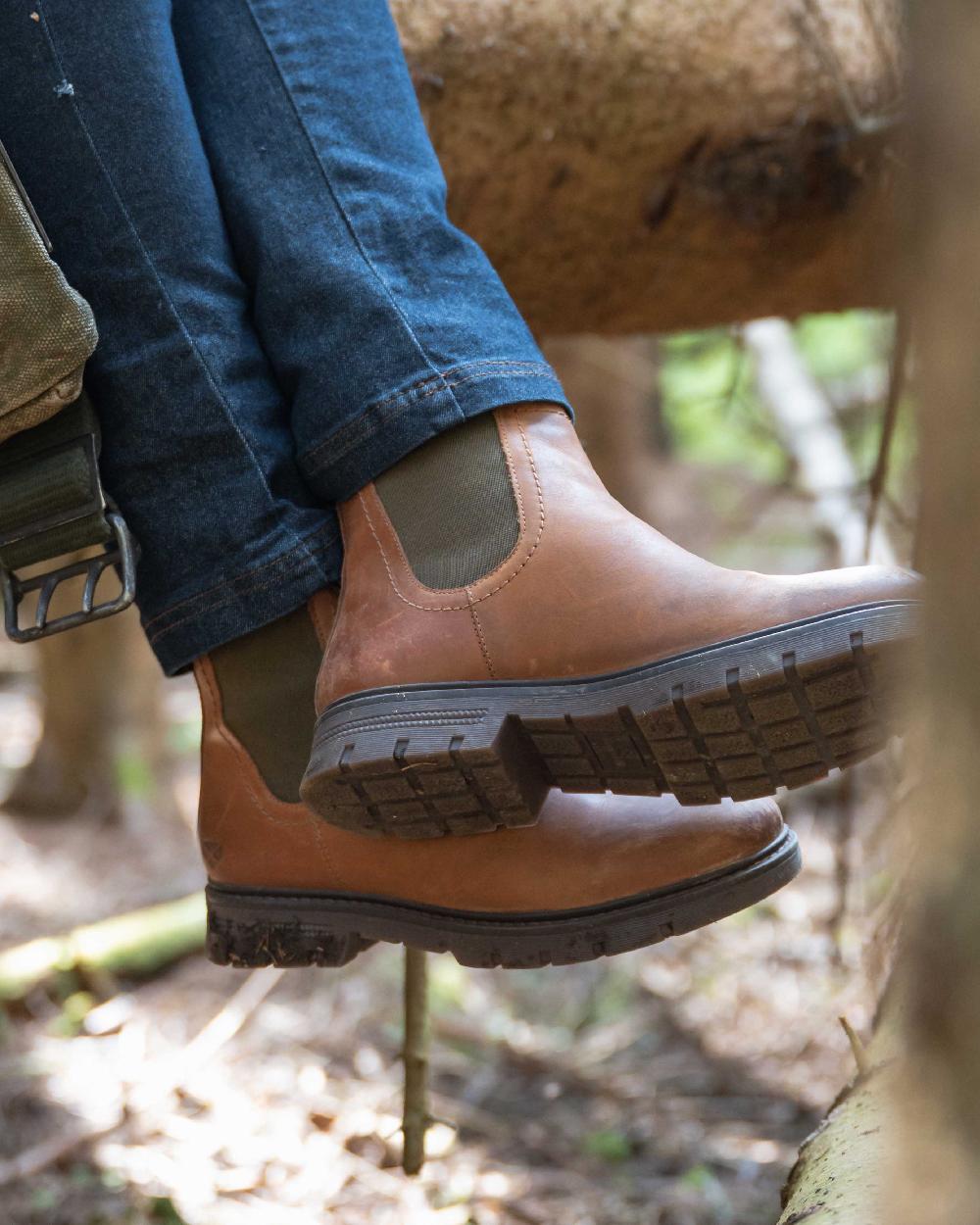 Tan Coloured Hoggs of Fife Dalmeny Dealer Boots on outdoor background