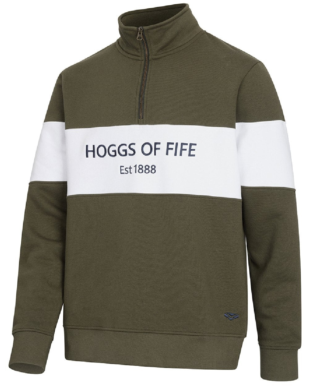 Lovat White Coloured Hoggs of Fife Dumfries 1888 Mens Quarter Zip Sweatshirt on white background