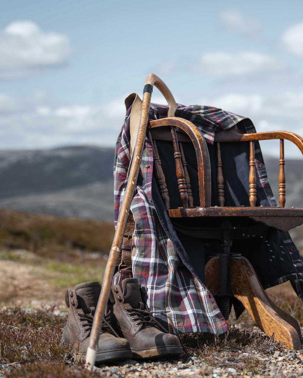 Crazy Horse Coloured Hoggs of Fife Dundas Lace Boots on outdoor background