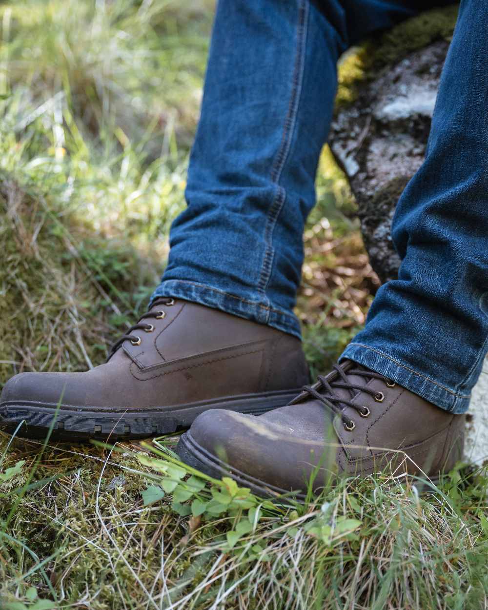 Crazy Horse Coloured Hoggs of Fife Dundas Lace Boots on outdoor background
