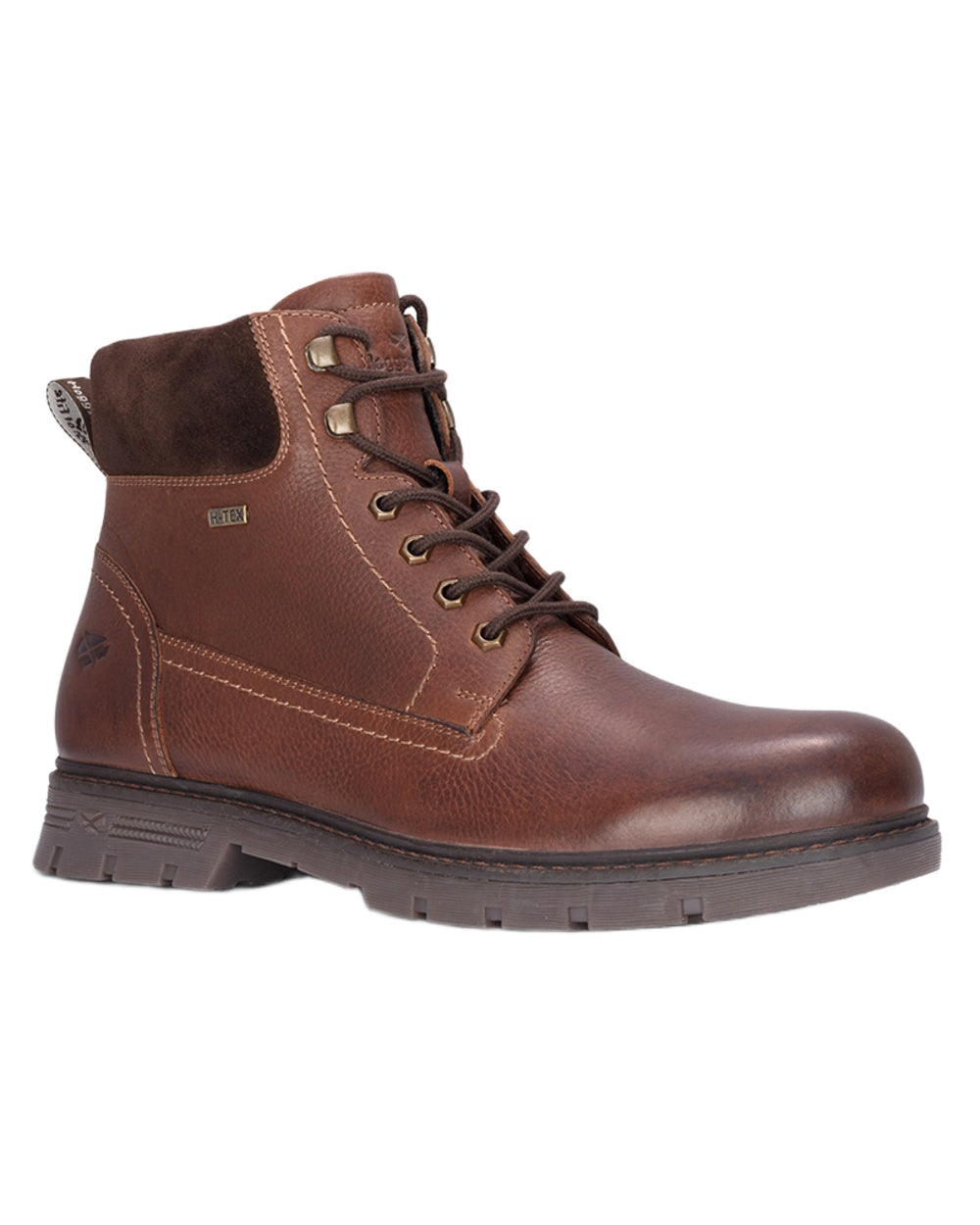Mahogany Coloured Hoggs of Fife Dundas Lace Boots on white background