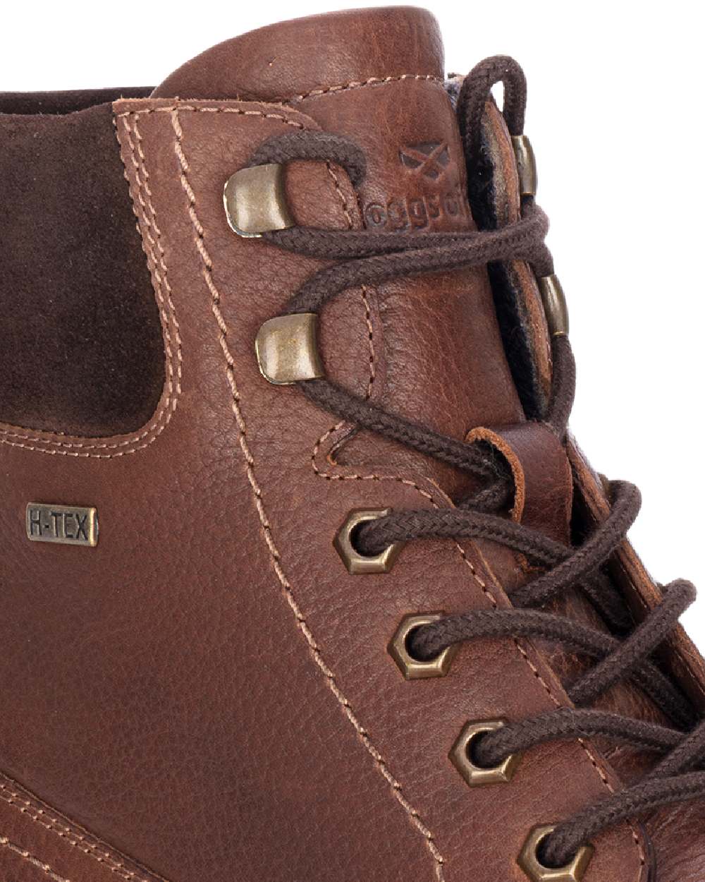 Mahogany Coloured Hoggs of Fife Dundas Lace Boots on white background