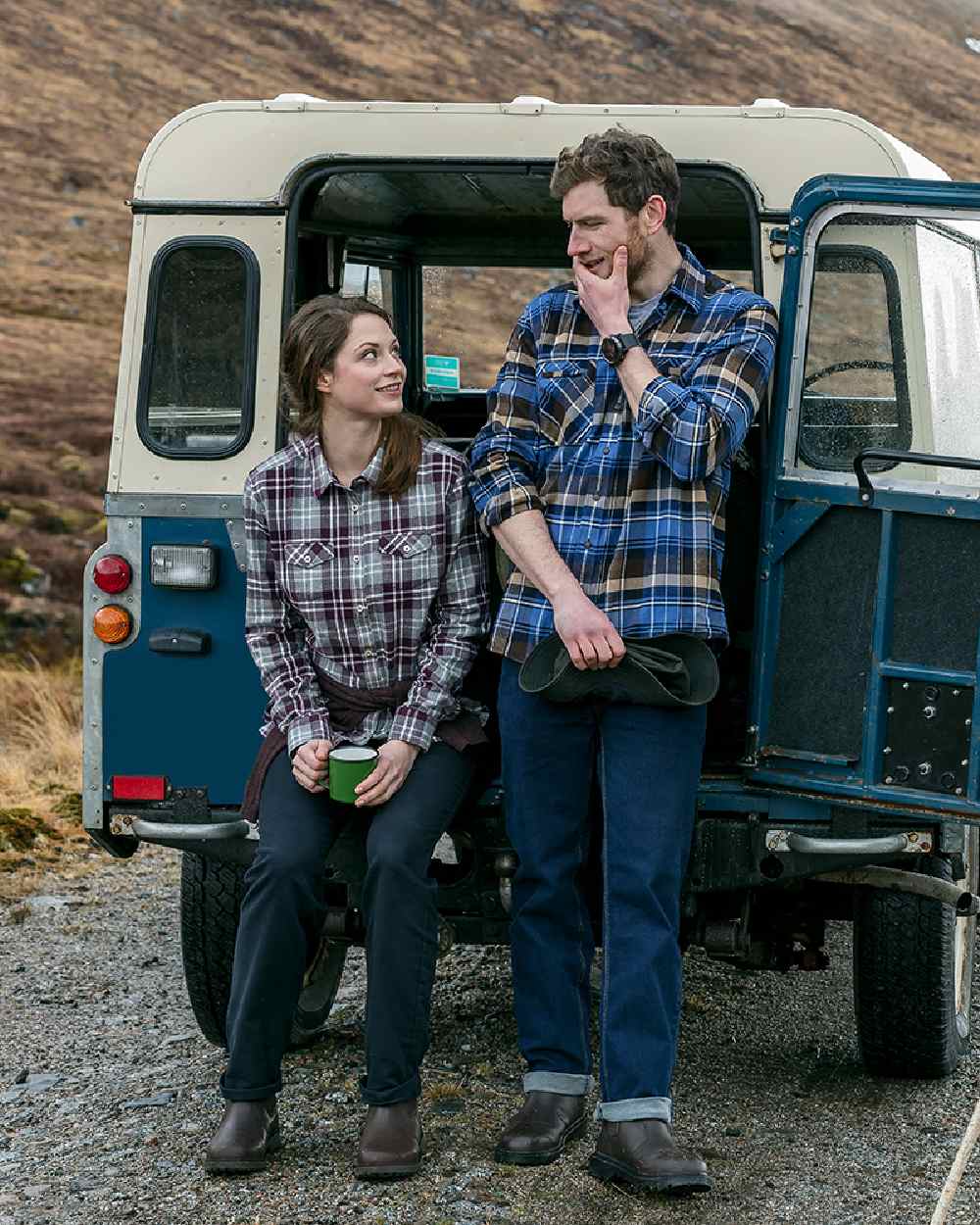 Marled Merlot Coloured Hoggs of Fife Eilidh Ladies Shirt on car background