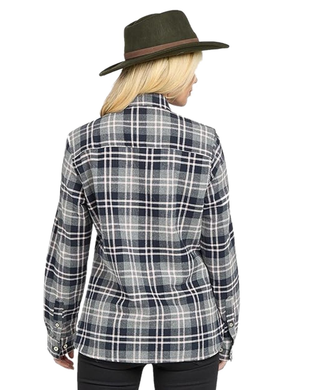 Marled Navy Coloured Hoggs of Fife Eilidh Ladies Shirt on white background