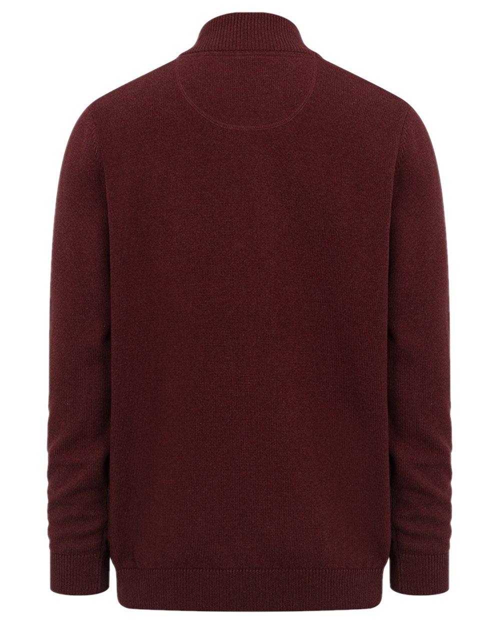 Berry Red coloured Hoggs of Fife Falkirk Quarter Zip Pullover on white background