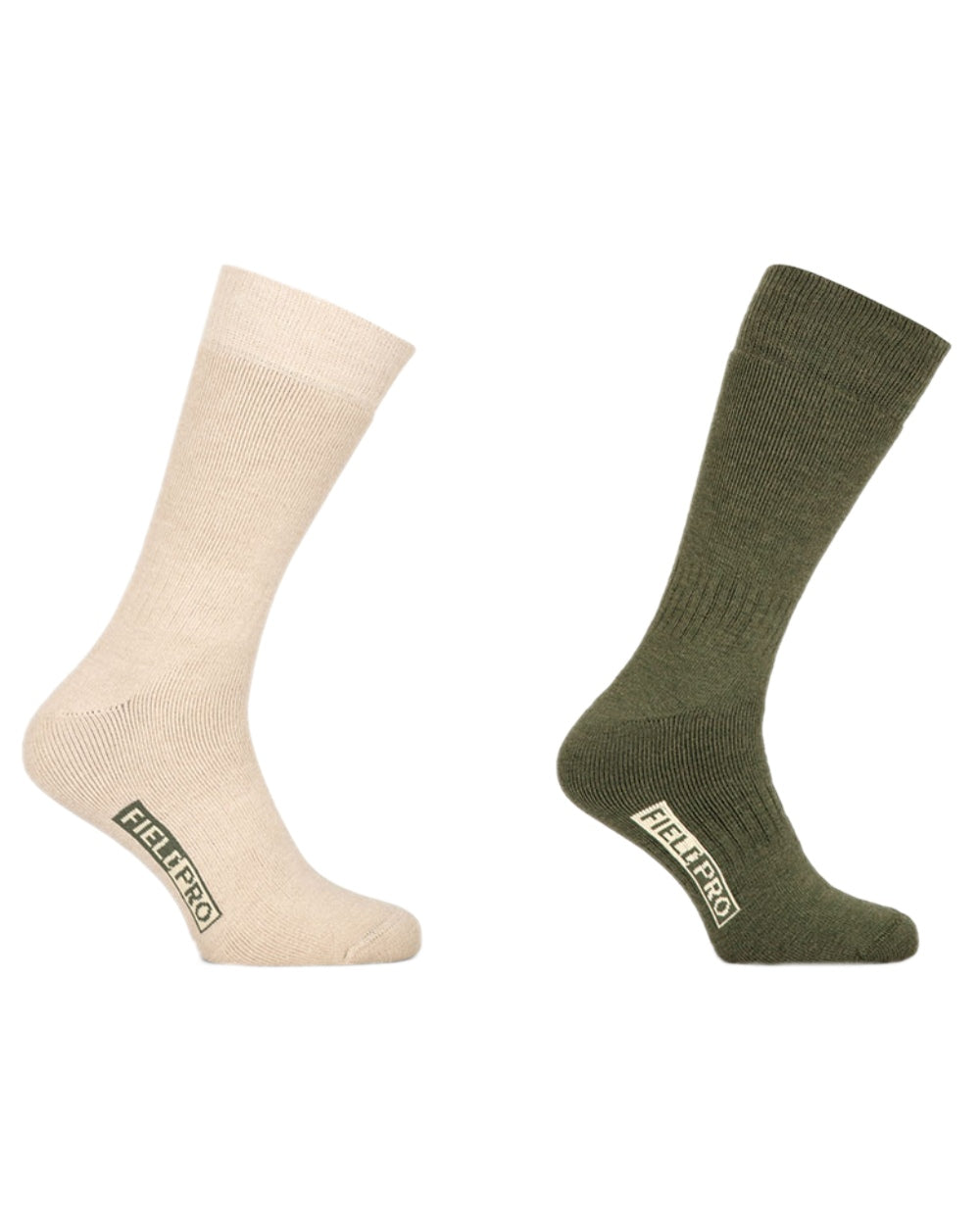 Oatmeal Olive Coloured Hoggs of Fife Field Pro Thermal Sock (2ppk) on white background