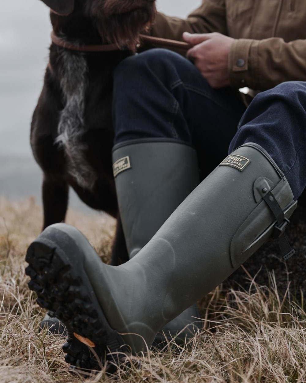 Field Green Coloured Hoggs of Fife Field Sport 365 Wellingtons on land background