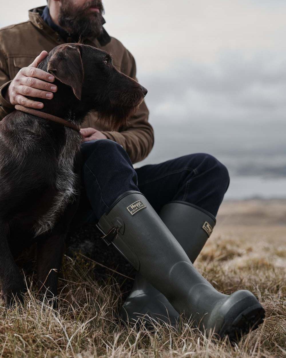 Field Green Coloured Hoggs of Fife Field Sport 365 Wellingtons on land background