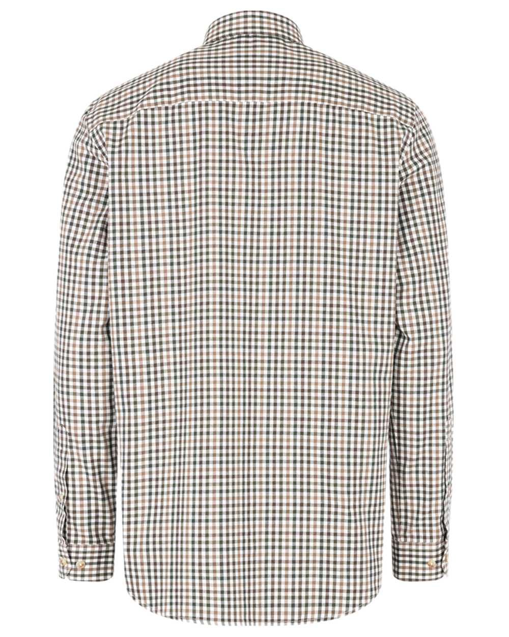Brown Green Coloured Hoggs of Fife Garvock Cotton Twill Herringbone Check Shirt on white background