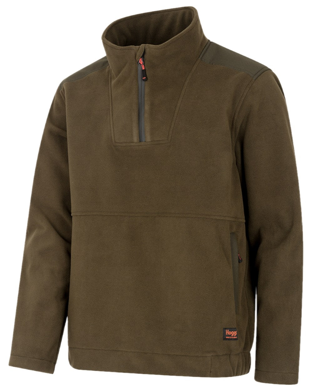 Green Coloured Hoggs of Fife Green King II 1/4 Zip Bonded Fleece on white background