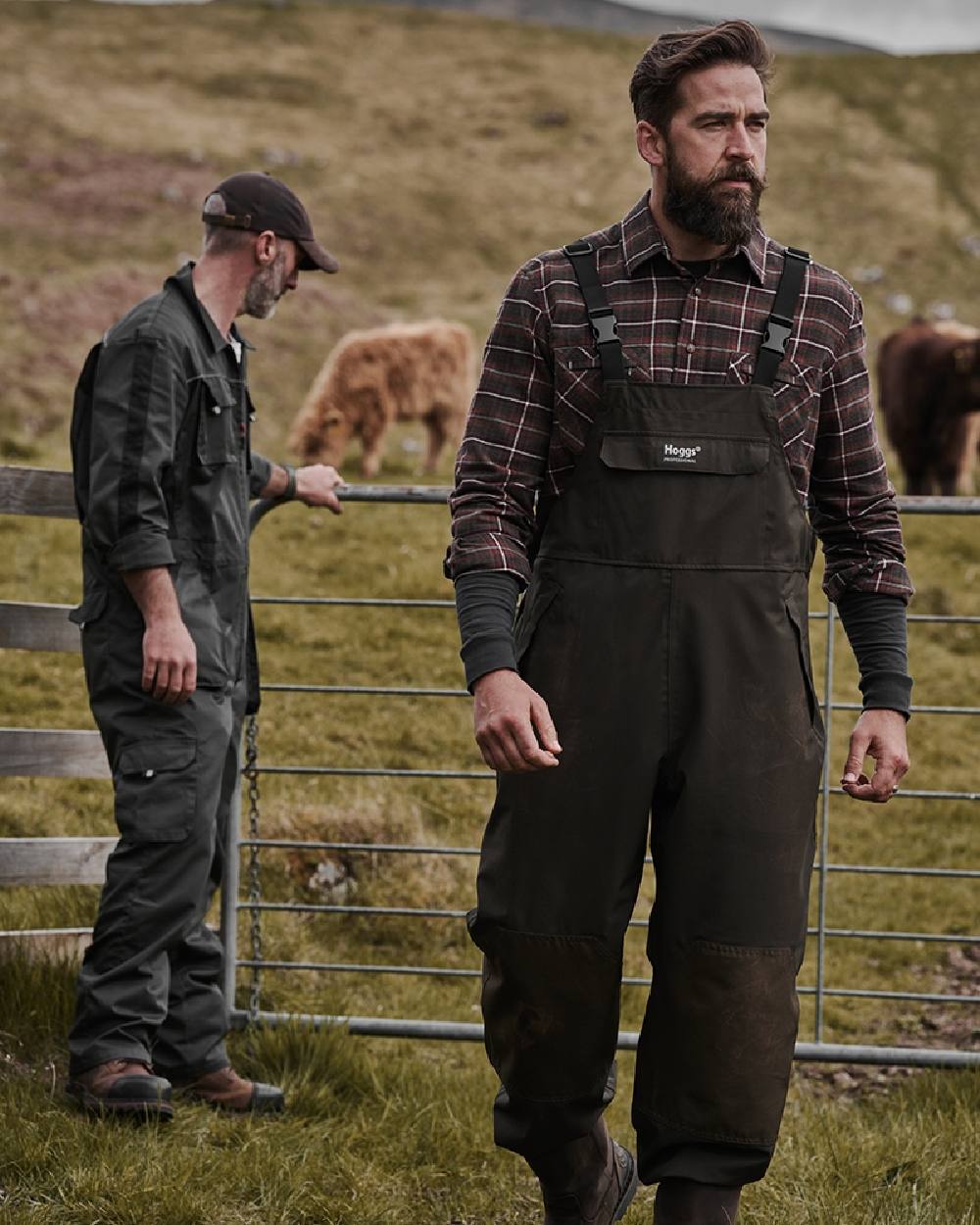 Green Coloured Hoggs of Fife Green King II Waterproof Bib & Brace on mountain background