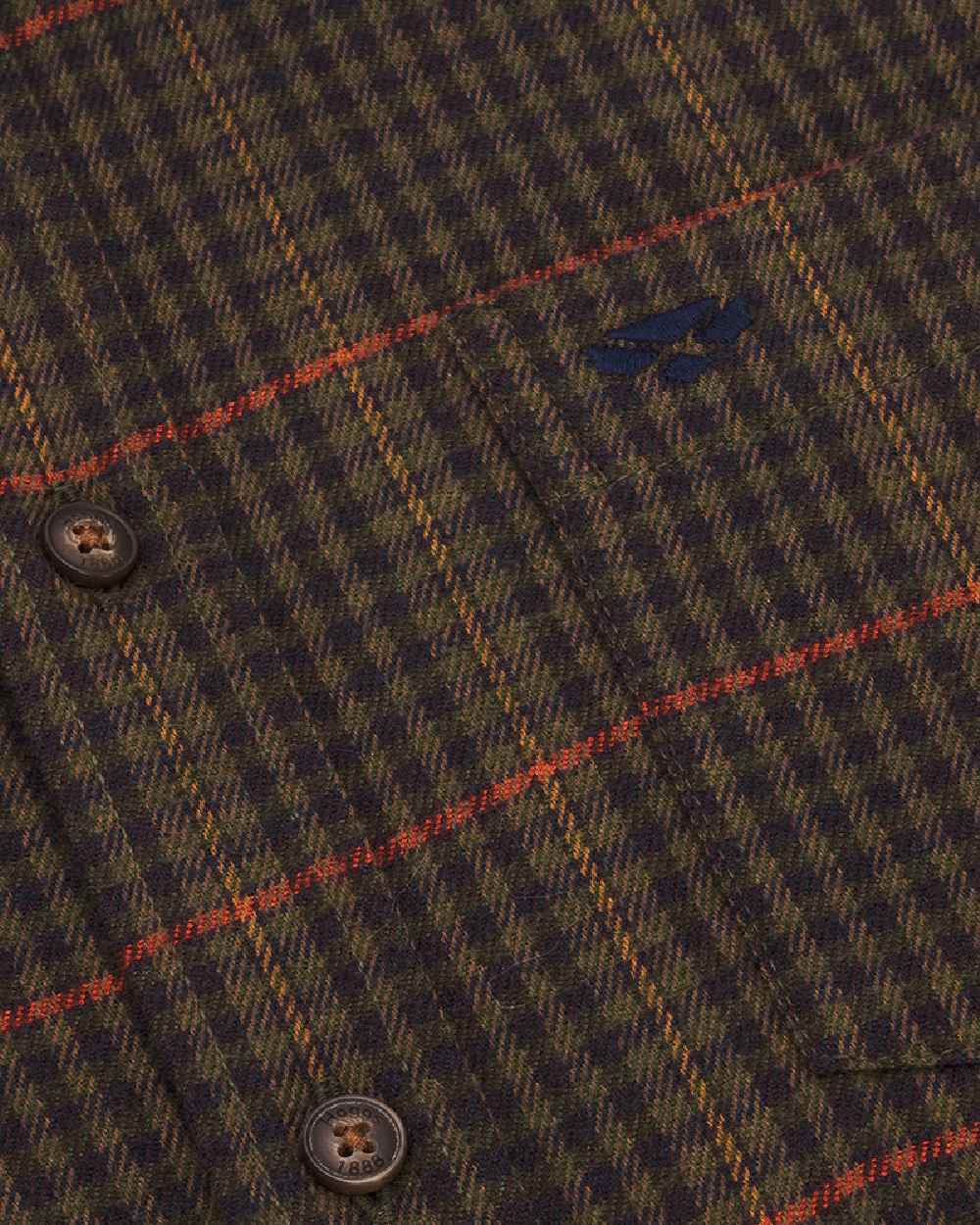 Green Coloured Hoggs of Fife Harris Cotton Twill Check Shirt on white background