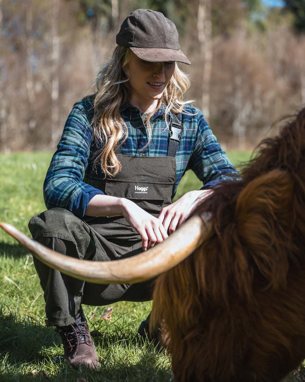 Green Navy Burgundy Coloured Hoggs of Fife Hogg Tartan Womens Shacket on outdoor background
