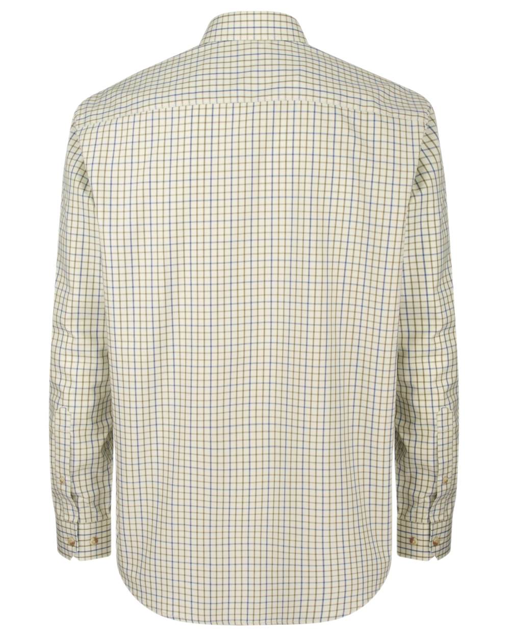 Navy Olive Coloured Hoggs of Fife Inverness Pure Cotton Tattersall Shirt on white background