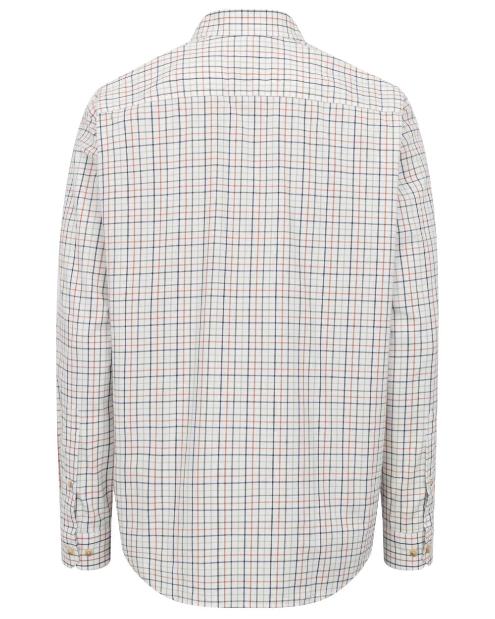 Navy Rust coloured Hoggs of Fife Inverness Pure Cotton Tattersall Shirt on white background
