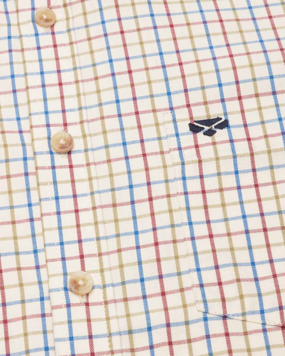 Wine Blue Green Coloured Hoggs of Fife Inverness Pure Cotton Tattersall Shirt on white background