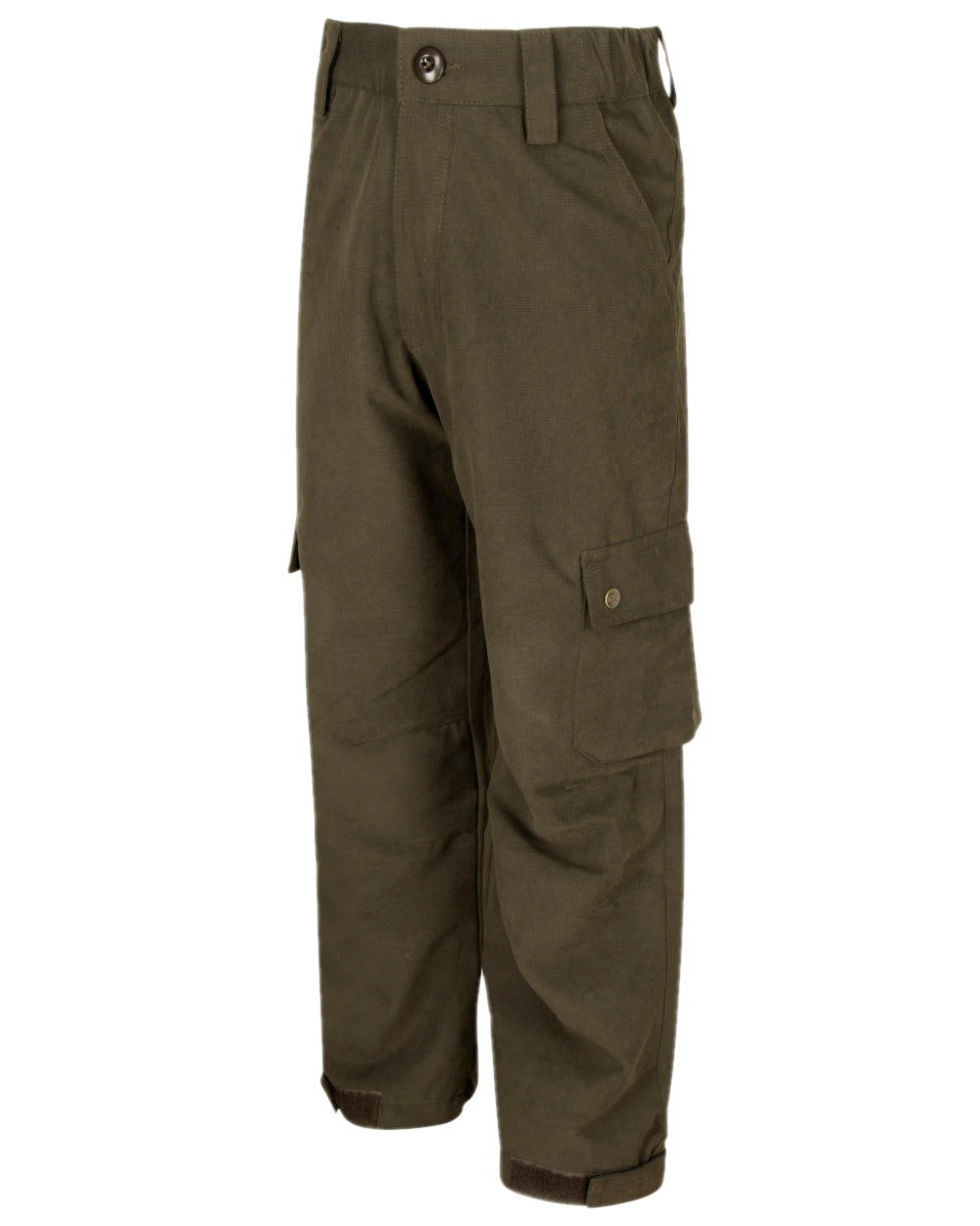 Dark Green Coloured Hoggs of Fife Junior Struther Waterproof Trousers on white background