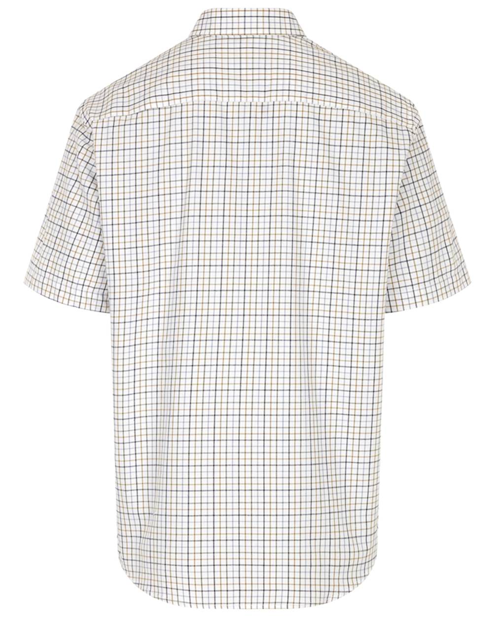 Blue Olive Coloured Hoggs of Fife Kessock Tattersall Short Sleeved Shirt on white background