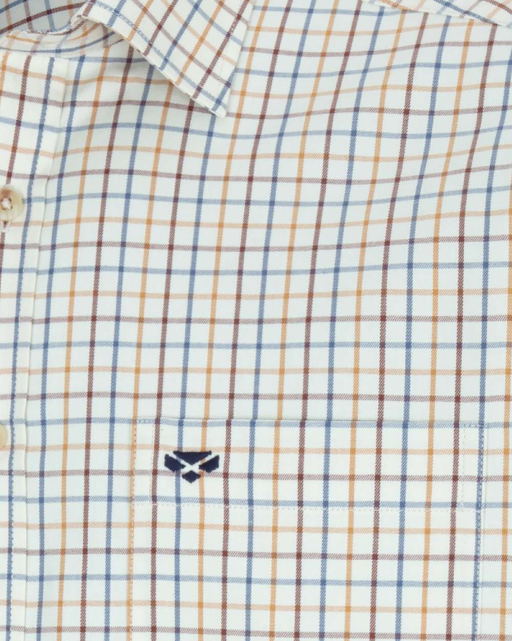 Brown Blue Coloured Hoggs of Fife Kessock Tattersall Short Sleeved Shirt on white background
