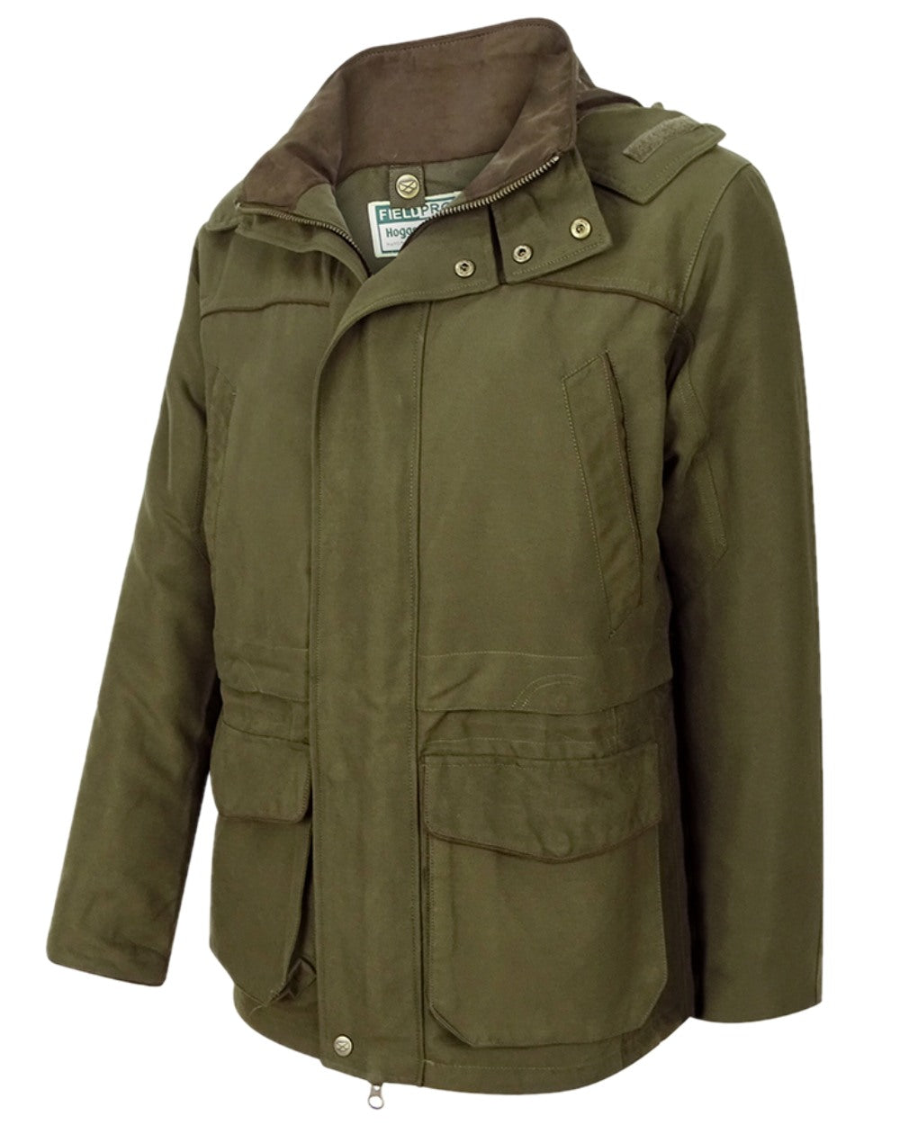 Olive Green Coloured Hoggs of Fife Kincraig Waterproof Field Jacket on white background