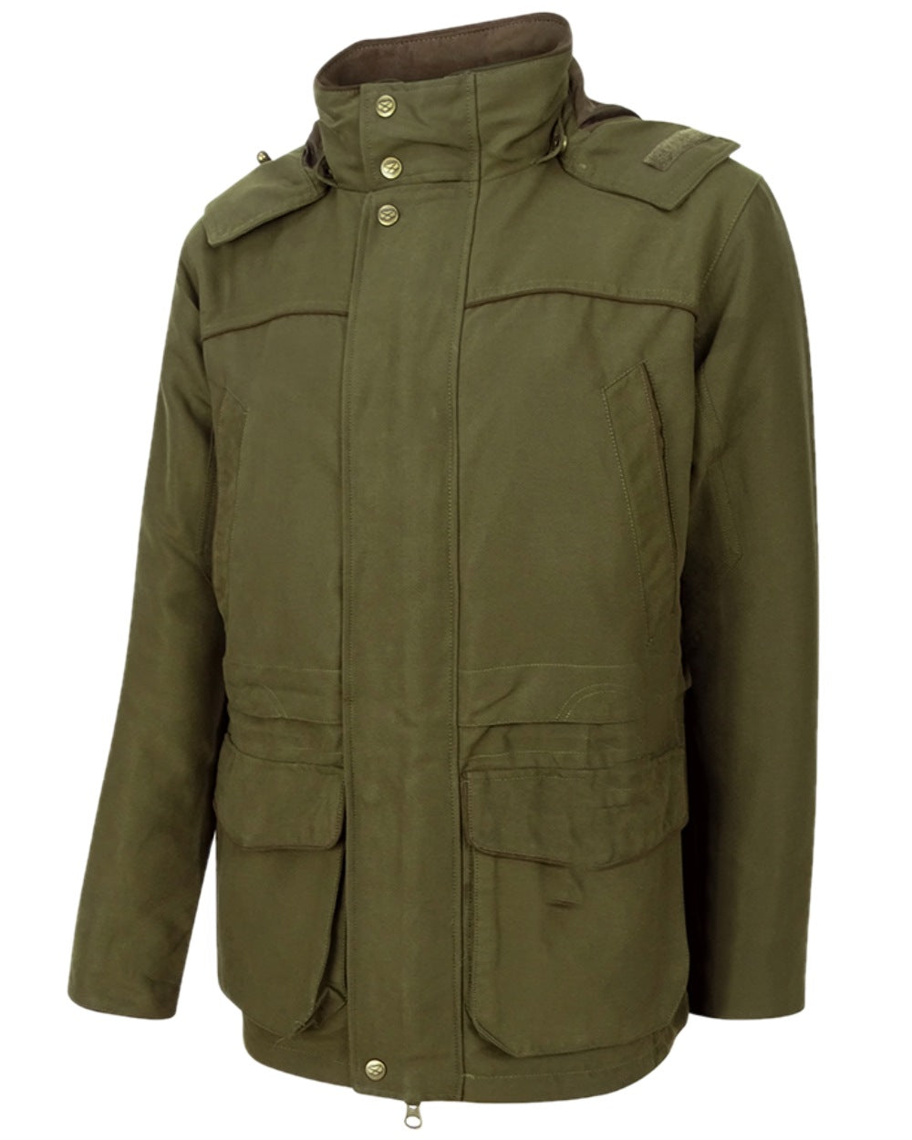Olive Green Coloured Hoggs of Fife Kincraig Waterproof Field Jacket on white background