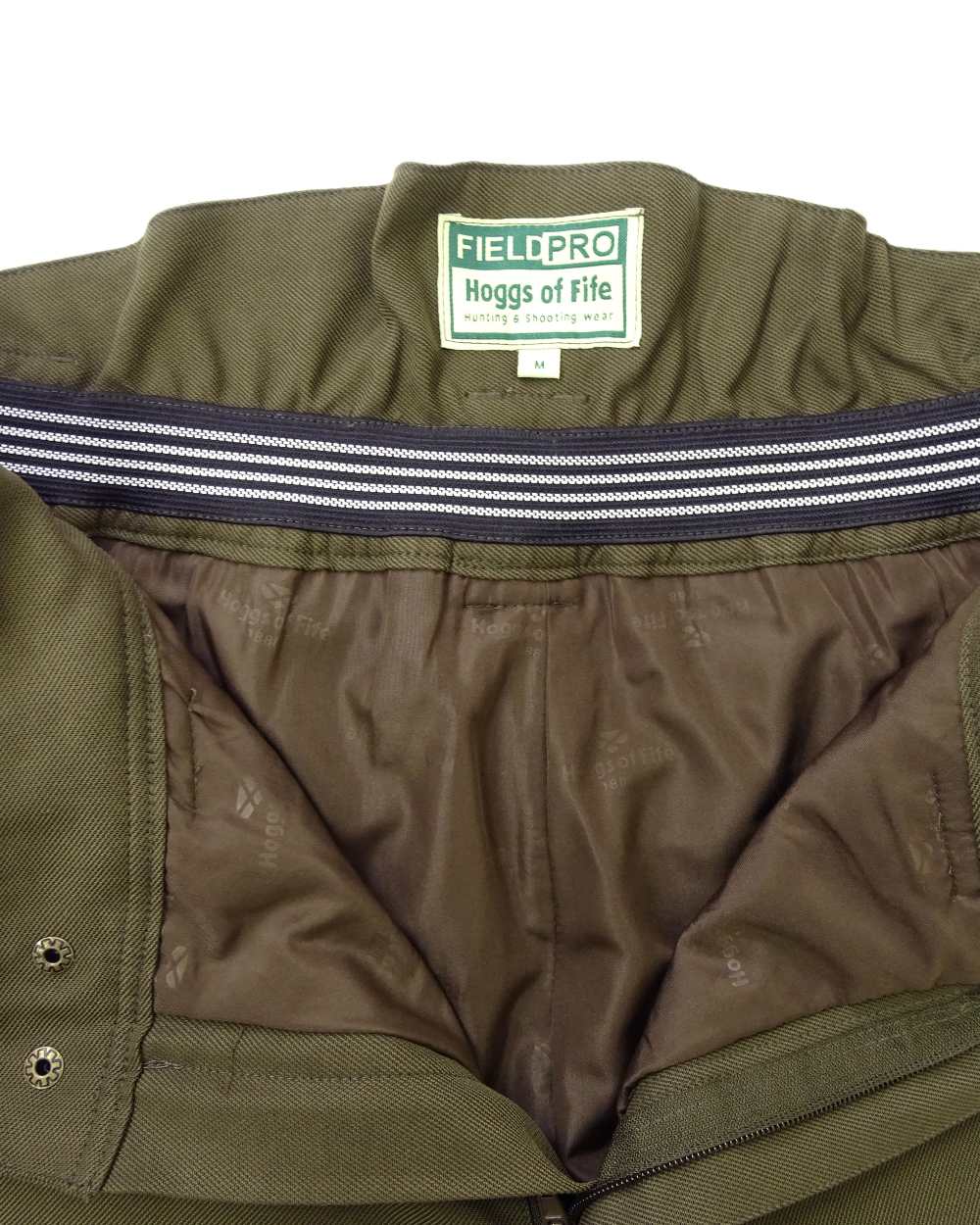 Olive Green Coloured Hoggs of Fife Kincraig Waterproof Field Trousers on white background
