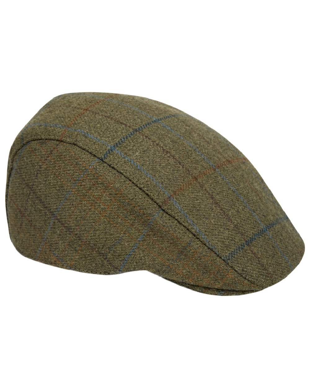 Green Blue Coloured Hoggs of Fife Kingussie Tweed Hat on white background