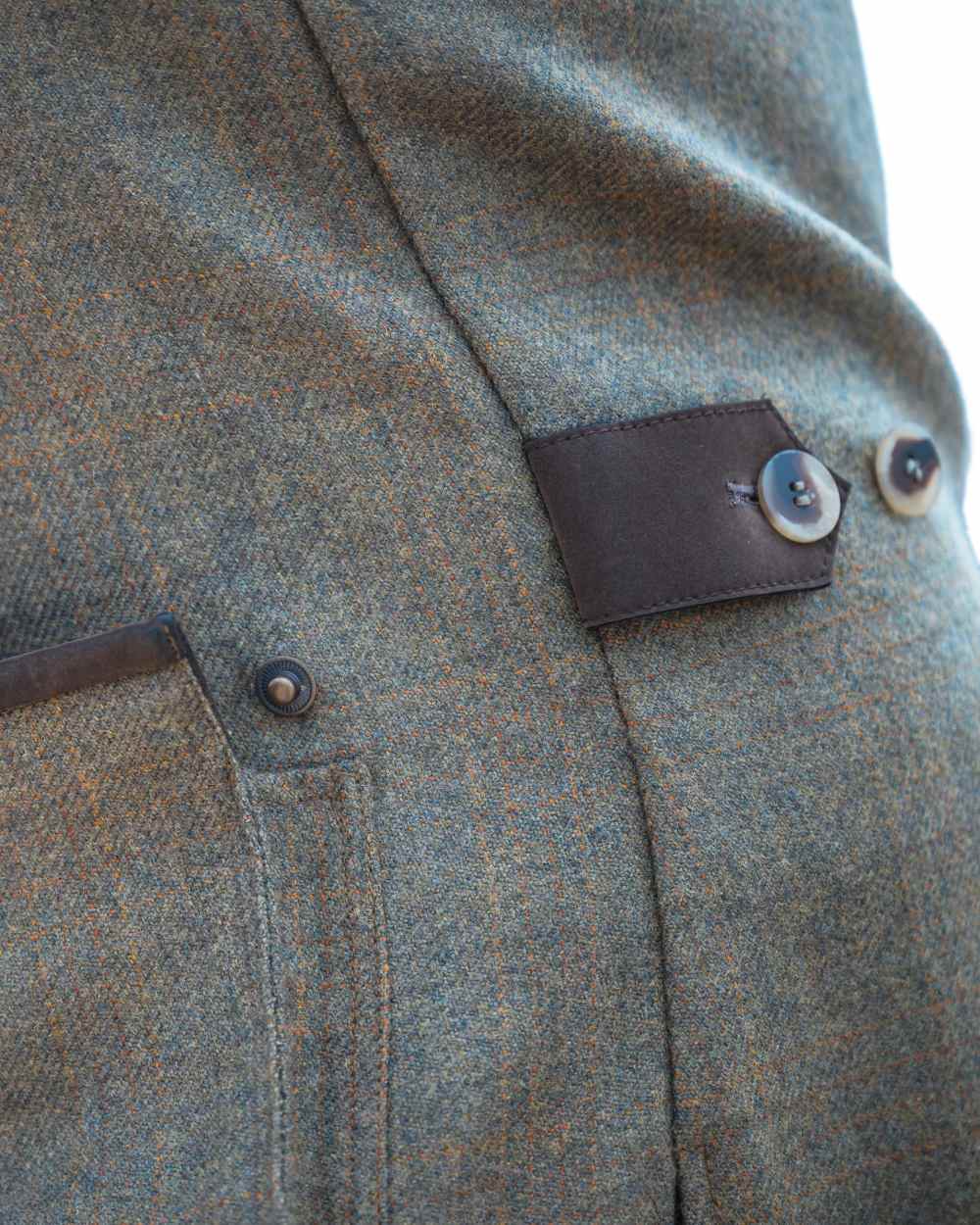 Autumn Bracken Coloured Hoggs of Fife Kinloch Technical Tweed Field Waistcoat on white background