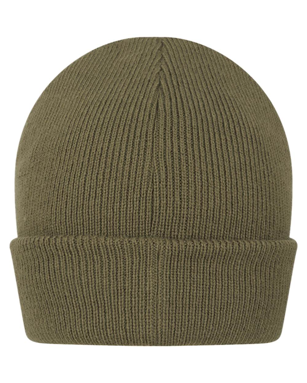Olive coloured Hoggs of Fife Knitted Thinsulate Waterproof Beanie on white background