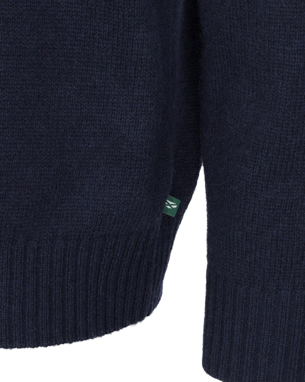Navy Marl Coloured Hoggs of Fife Lothian II Quarter Zip Pullover on white background