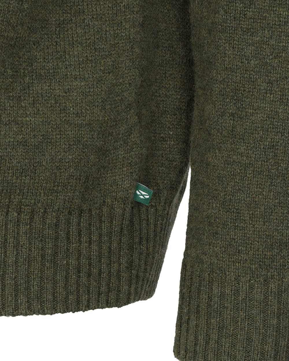 Olive Marl Coloured Hoggs of Fife Lothian II Quarter Zip Pullover on white background