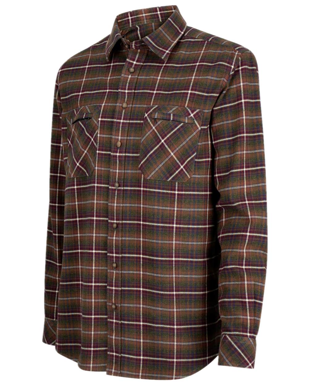 Countrysport Olive Wine Coloured Hoggs of Fife Luxury Cotton Hunting Shirt on white background