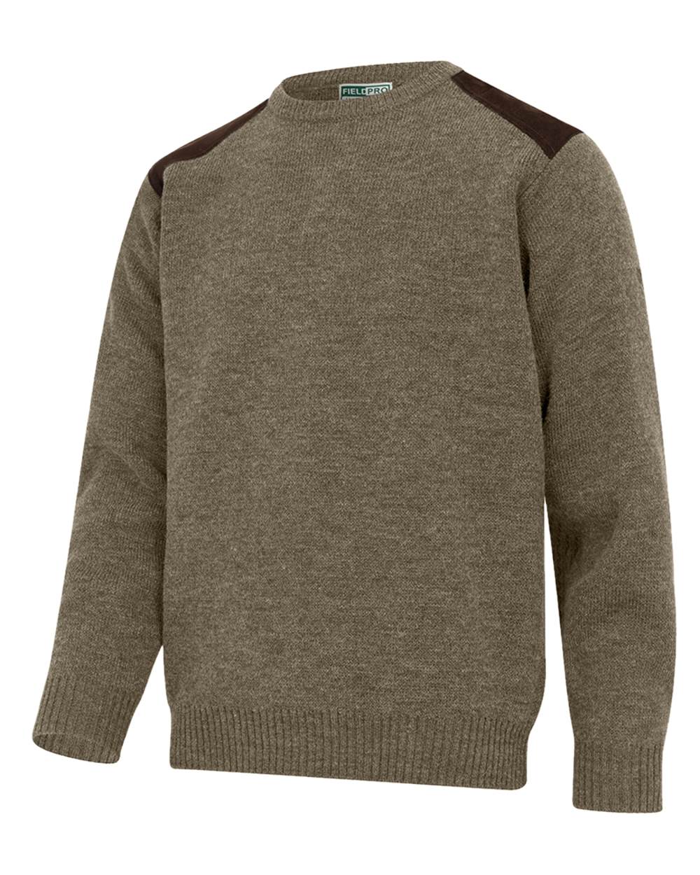 Meadow Green coloured Hoggs of Fife Melrose II Crew Pullover on white background