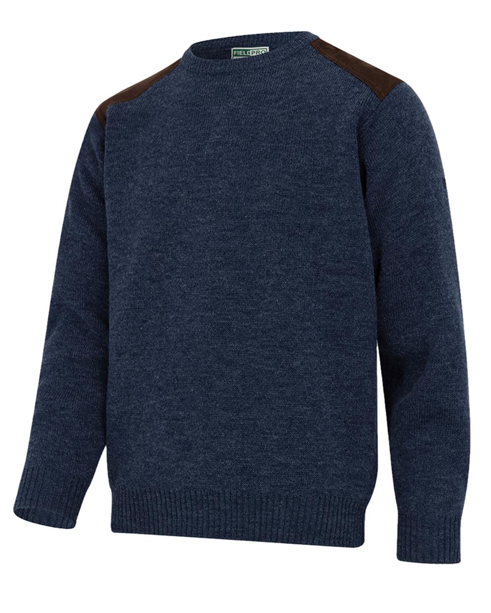 Storm Blue coloured Hoggs of Fife Melrose II Crew Pullover on white background