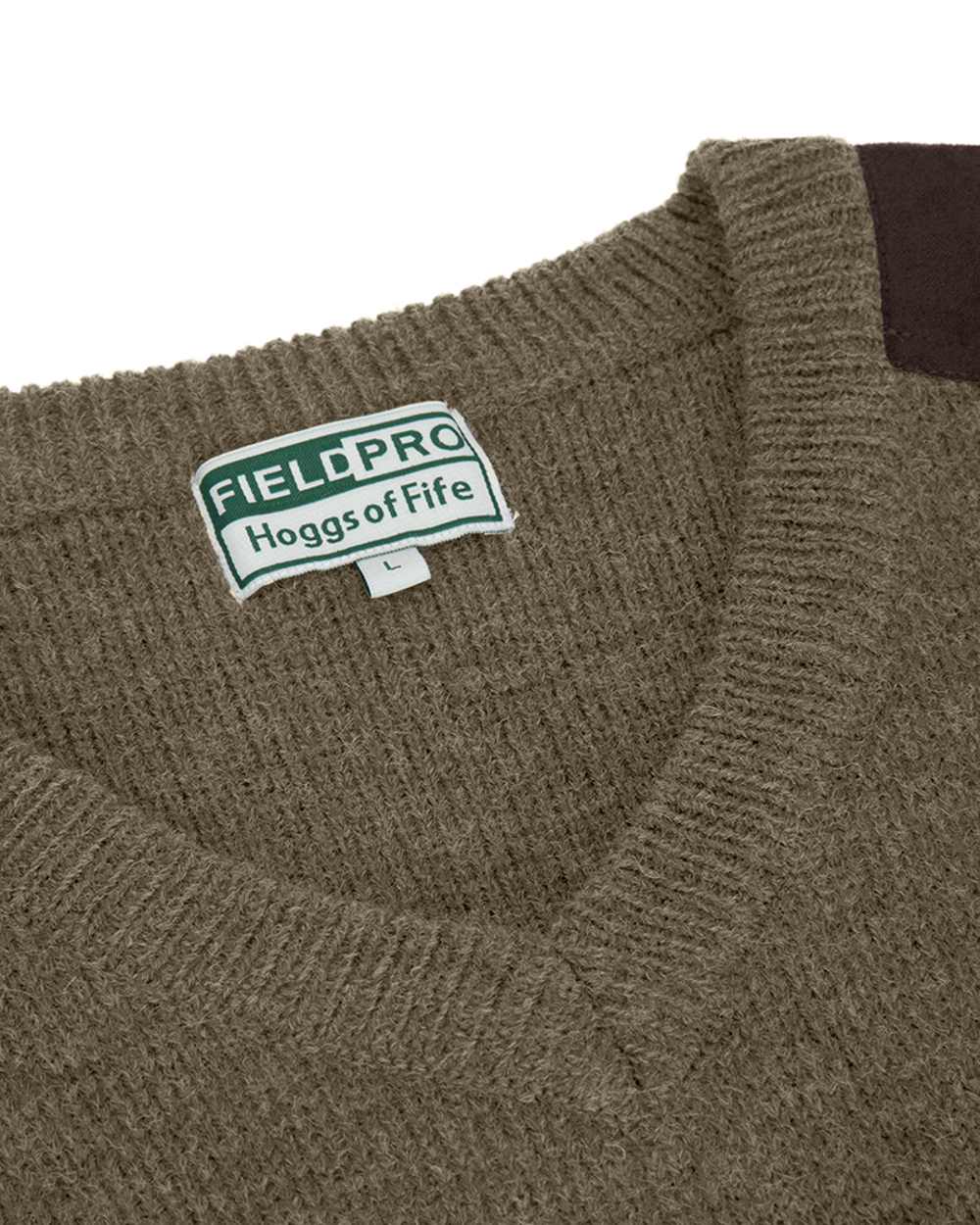Meadow Green coloured Hoggs of Fife Melrose II V Neck Pullover on white background