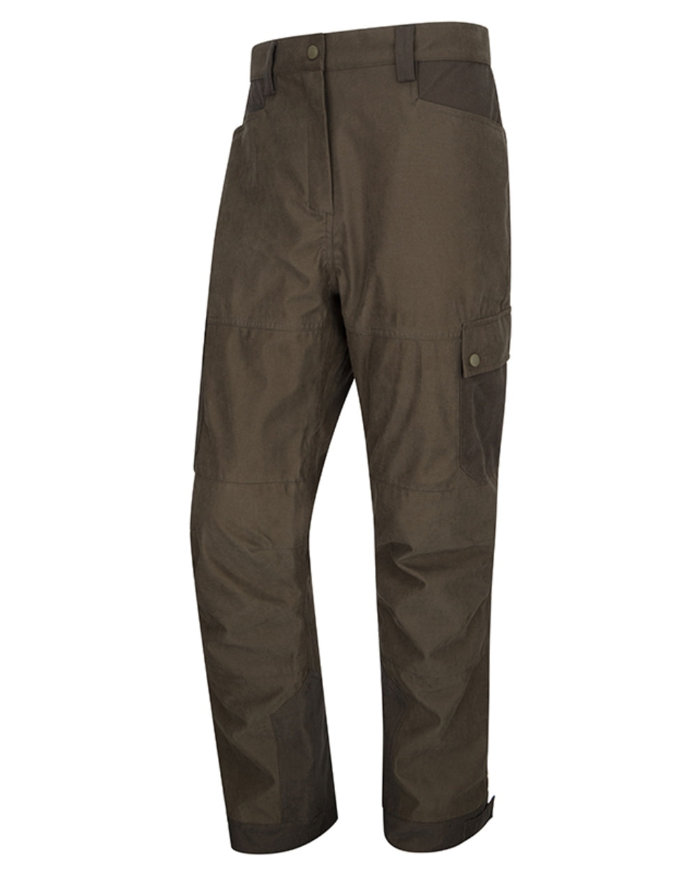 Dark Olive coloured Hoggs of Fife Mens Ardross Pro Waterproof Field Trousers on white background