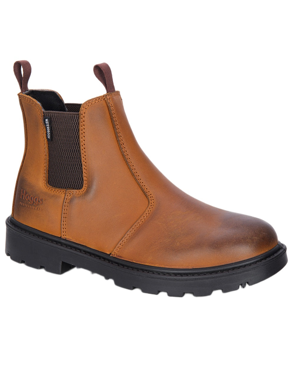 Tan coloured Hoggs of Fife Mens Classic D3 Waterproof Dealer Boots on white background